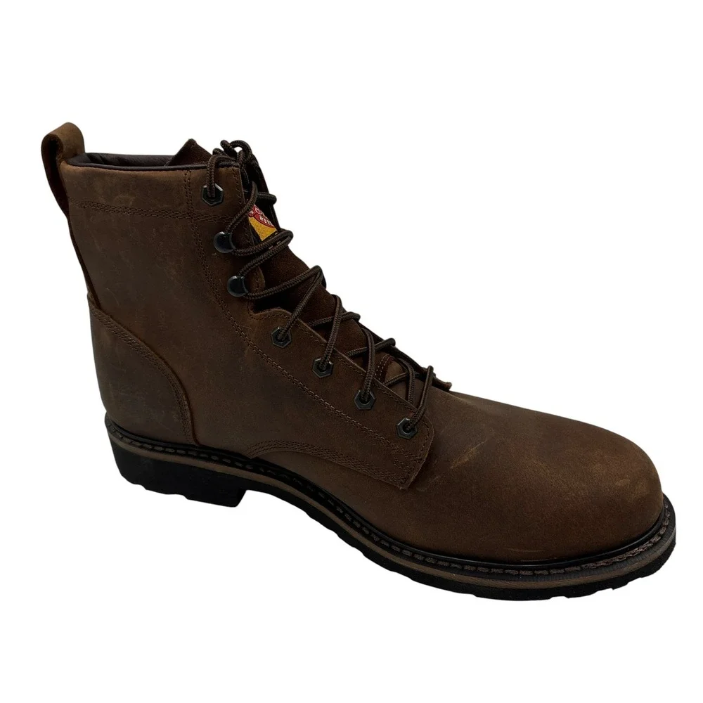 Justin Original Workboots WK969 Men 14EE Brown Leather Steel Toe Waterproof Boot
